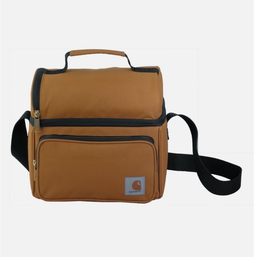 Carhartt Deluxe Dual Compartment Insulated Lunch Cooler Bag Brown Rain Defender